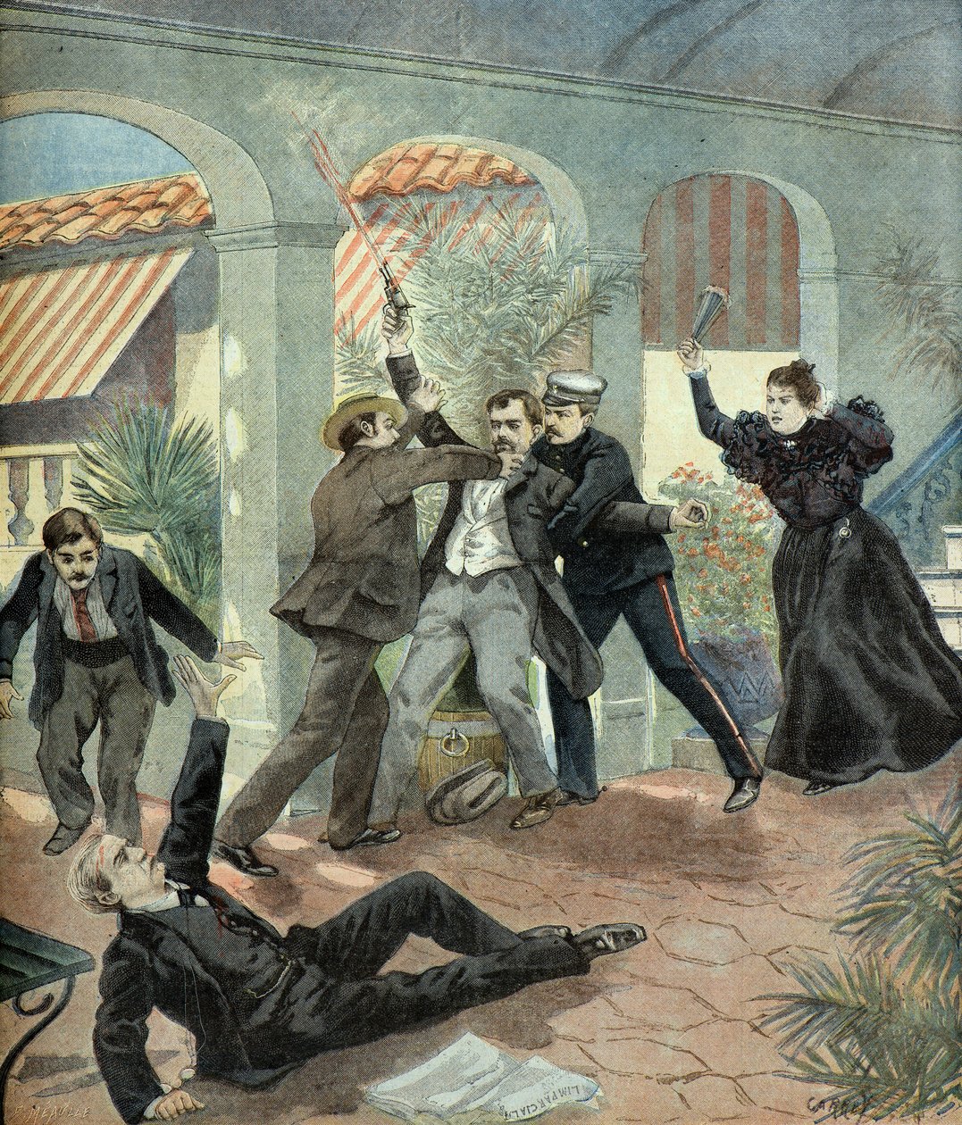 Murder of Antonio Canovas del Castillo by the Anarchist Michele Angiolillo by Fortune Louis Meaulle
