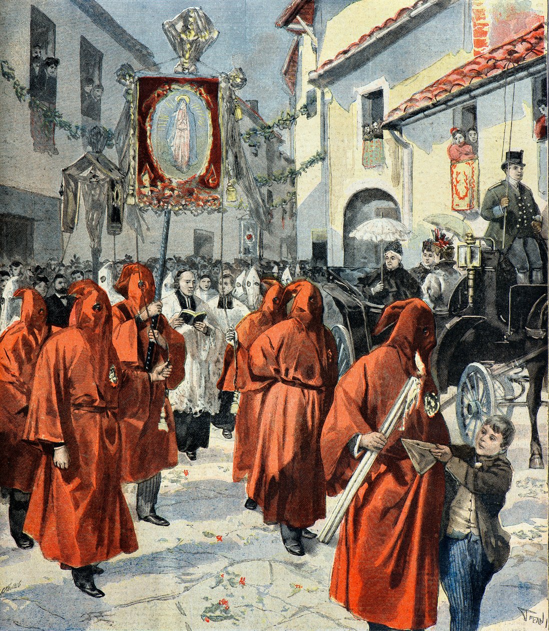Queen Victoria Attends the Procession of the Red Penitents, Nice by Fortune Louis Meaulle