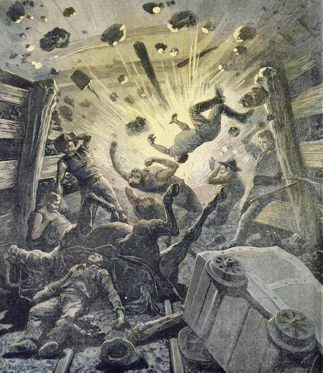 A Gas Blast, Illustration from the Illustrated Supplement of Le Petit Journal, 2nd April, 1892 by Fortune Louis Meaulle and Henri Meyer
