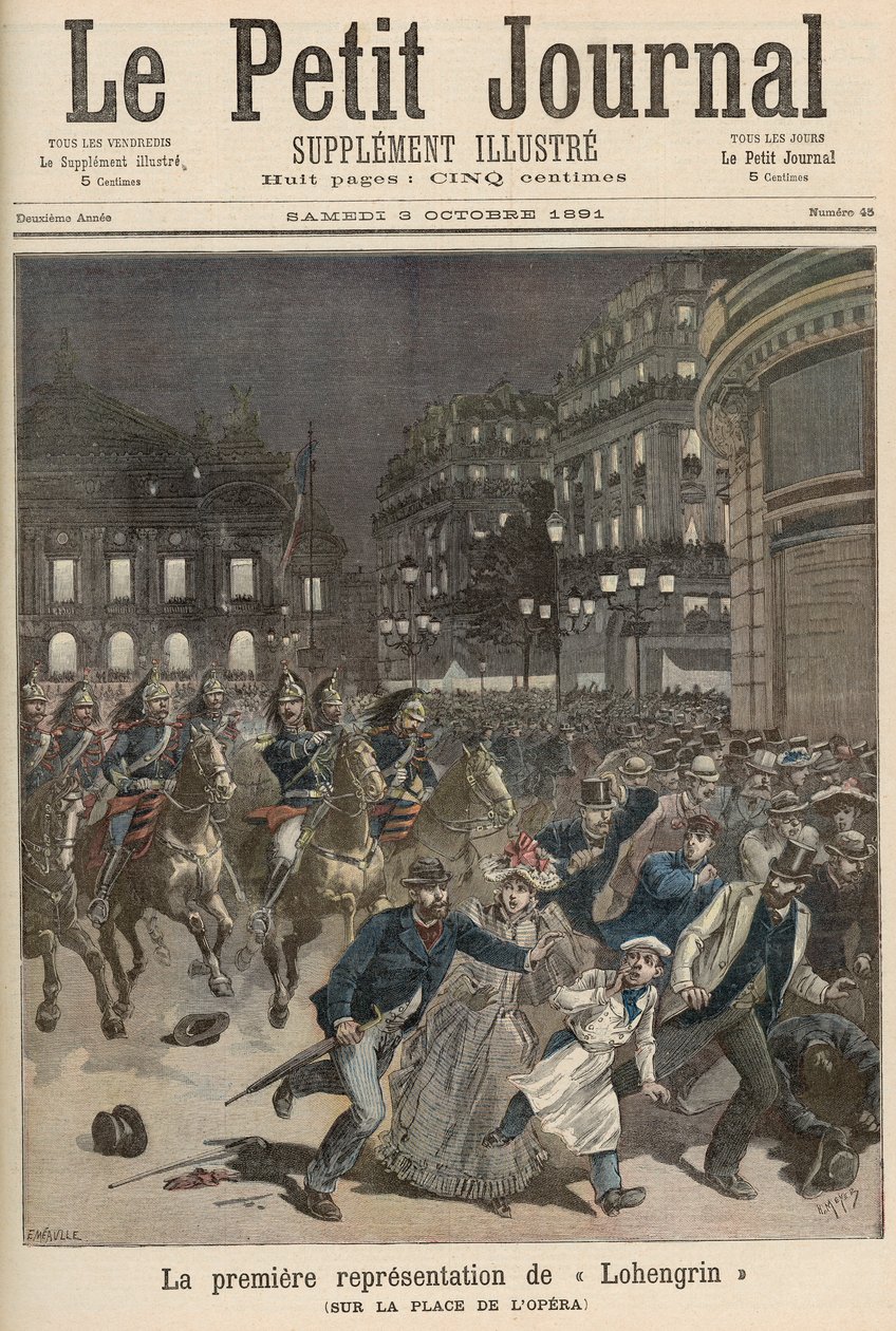 Riots in Paris objecting to the Performance of 'Lohengrin' at the ...