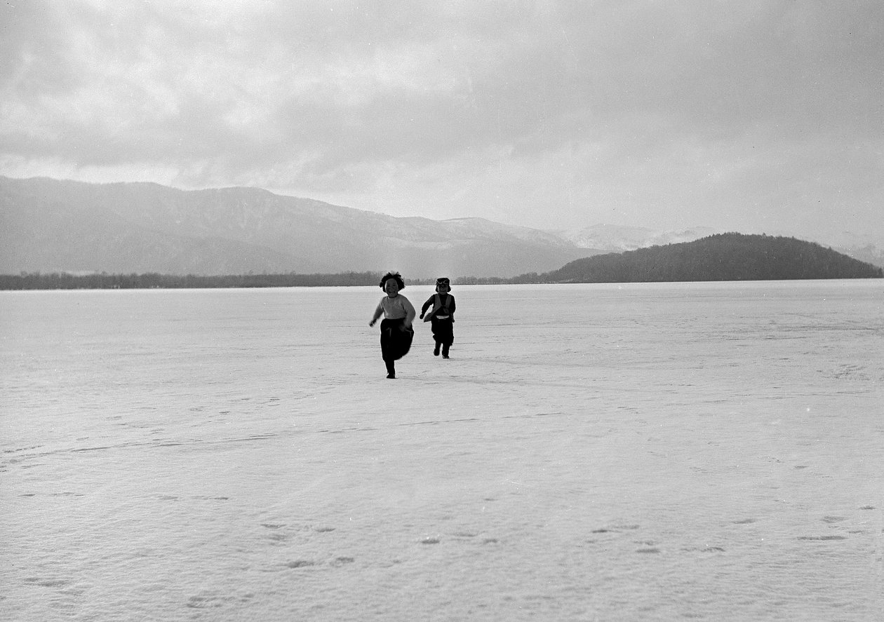 Ainu Children on the Frozen Kutcharo Lake by Fosco Maraini