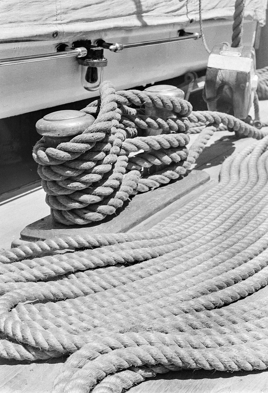 On the ship Amerigo Vespucci: bollard and rope by Fosco Maraini