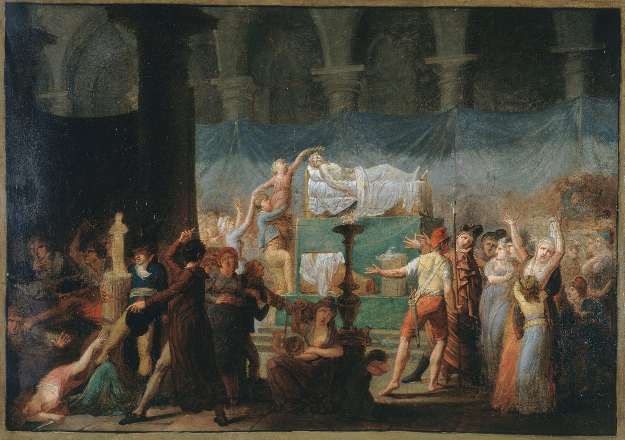 Funeral of Marat, at the Church of the Cordeliers, July 15 and 16, 1793, circa 1793 by Fougeat (attr. to)