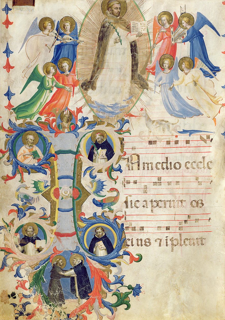 Page Depicting St. Dominic and an Historiated Initial 
