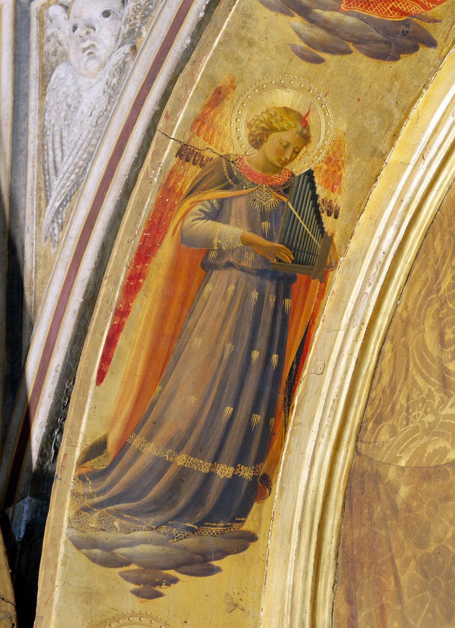 Angel with Organ (detail) from the Linaiuoli Triptych, 1433 by Fra Angelico
