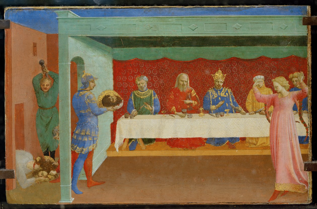 Predella of an altarpiece: The beheading of Saint John Baptist and the feast of Herod, with Salome dancing by Fra (c.1387 1455) Angelico