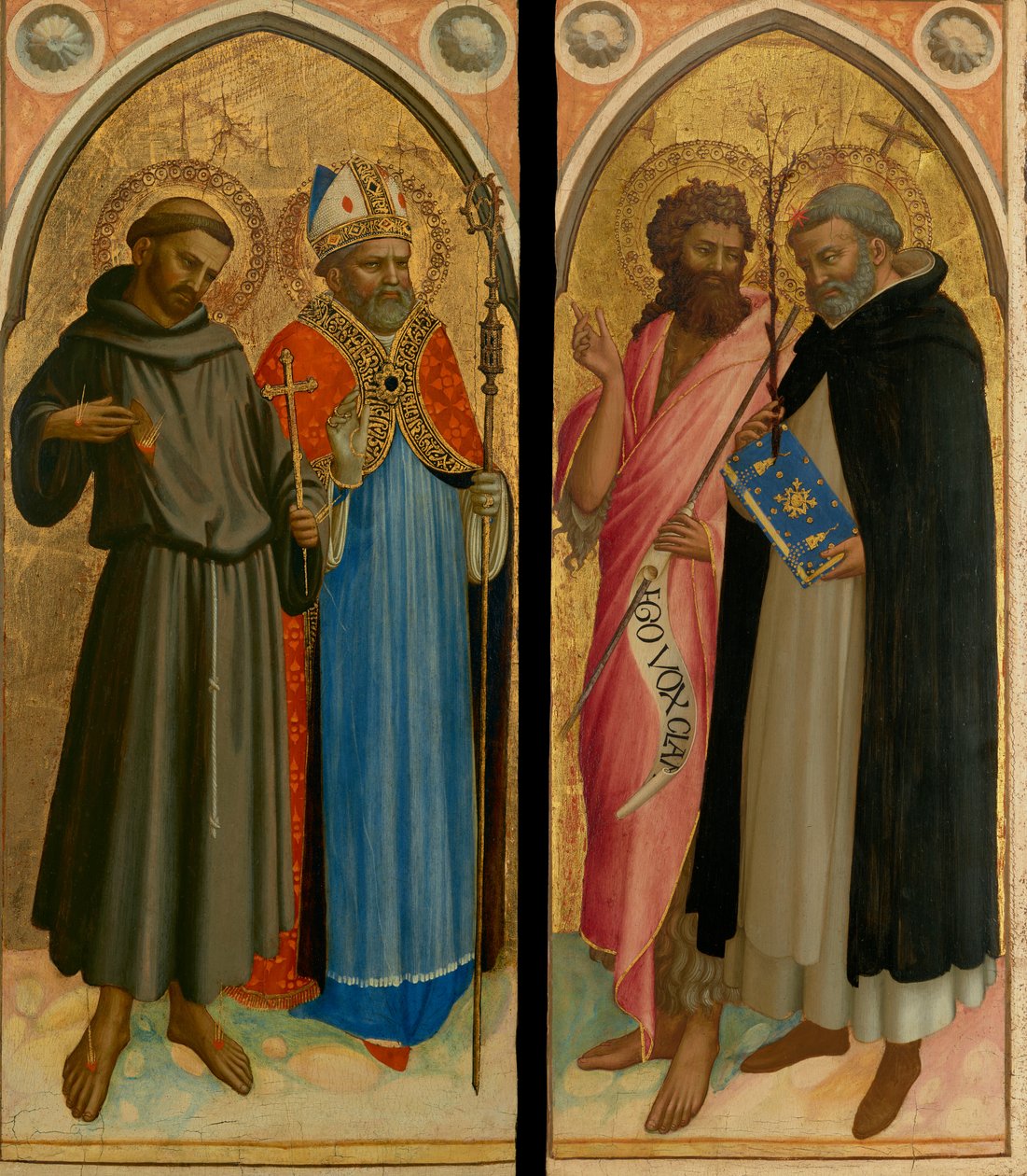 Saint Francis and a Bishop Saint, Saint John the Baptist and Saint Dominic by Fra (c.1387 1455) Angelico