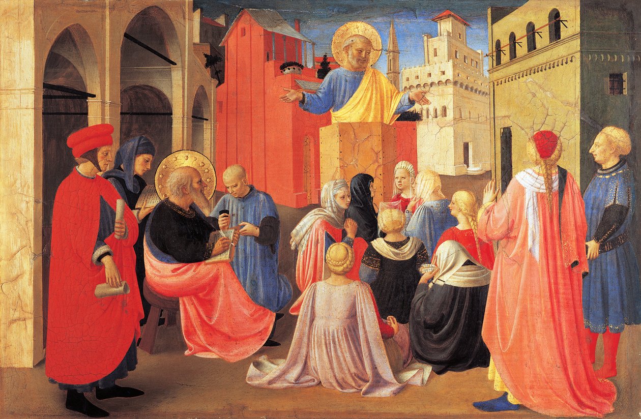 St Peter preaching the Gospel to St Mark (detail) by Fra (c.1387 1455) Angelico