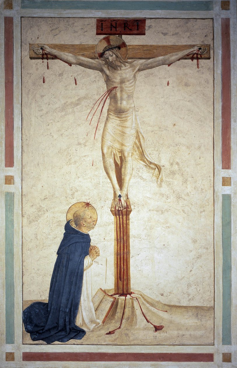 The Crucifixion with Saint Dominic. Inscription 'INRI' on the Cross ...