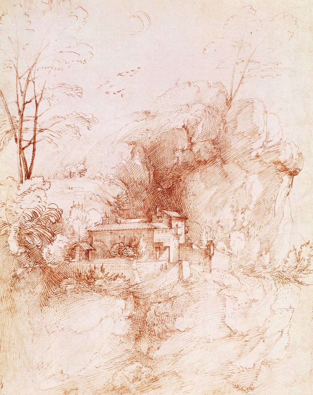 Rocky landscape with monastery by Fra Bartolomeo