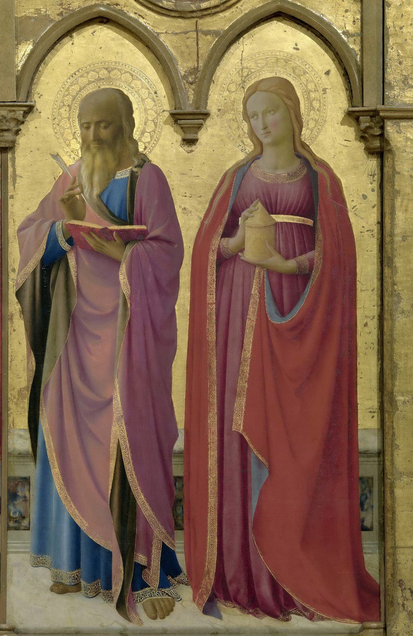 Saints Matthew and Mary Magdalen. Cortona Polyptych by Fra Giovanni Angelico da Fiesole