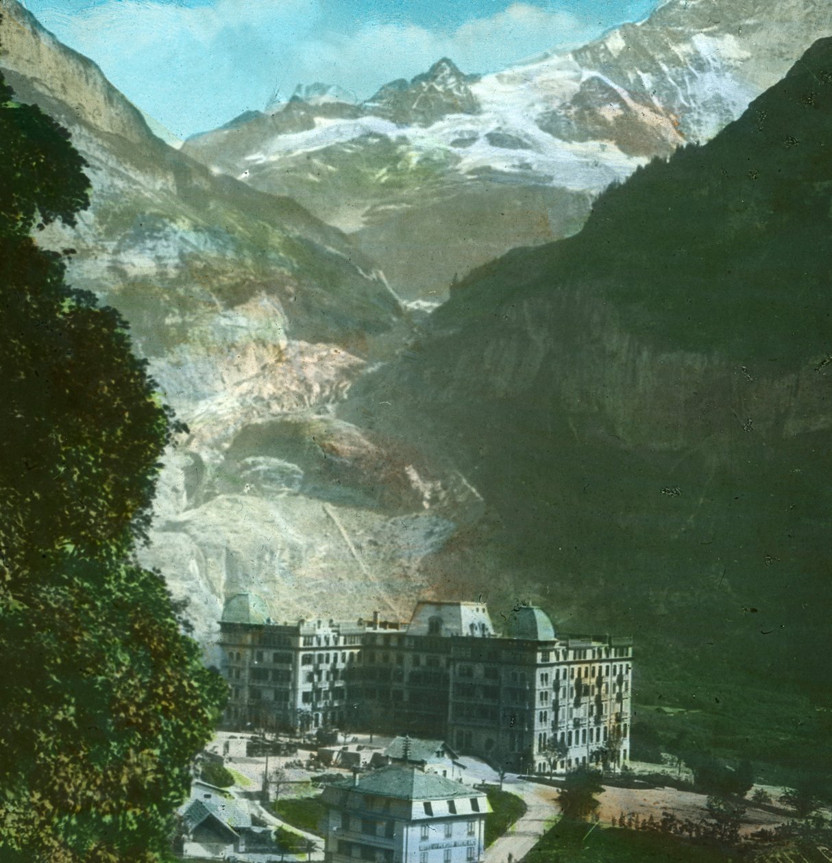 Bear Hotel, glacier and Fiescherhorn, Grindelwald, Switzerland by Fradelle and Young
