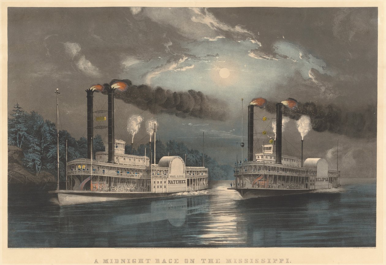 A Midnight Race on the Mississippi by Frances Flora Bond Palmer