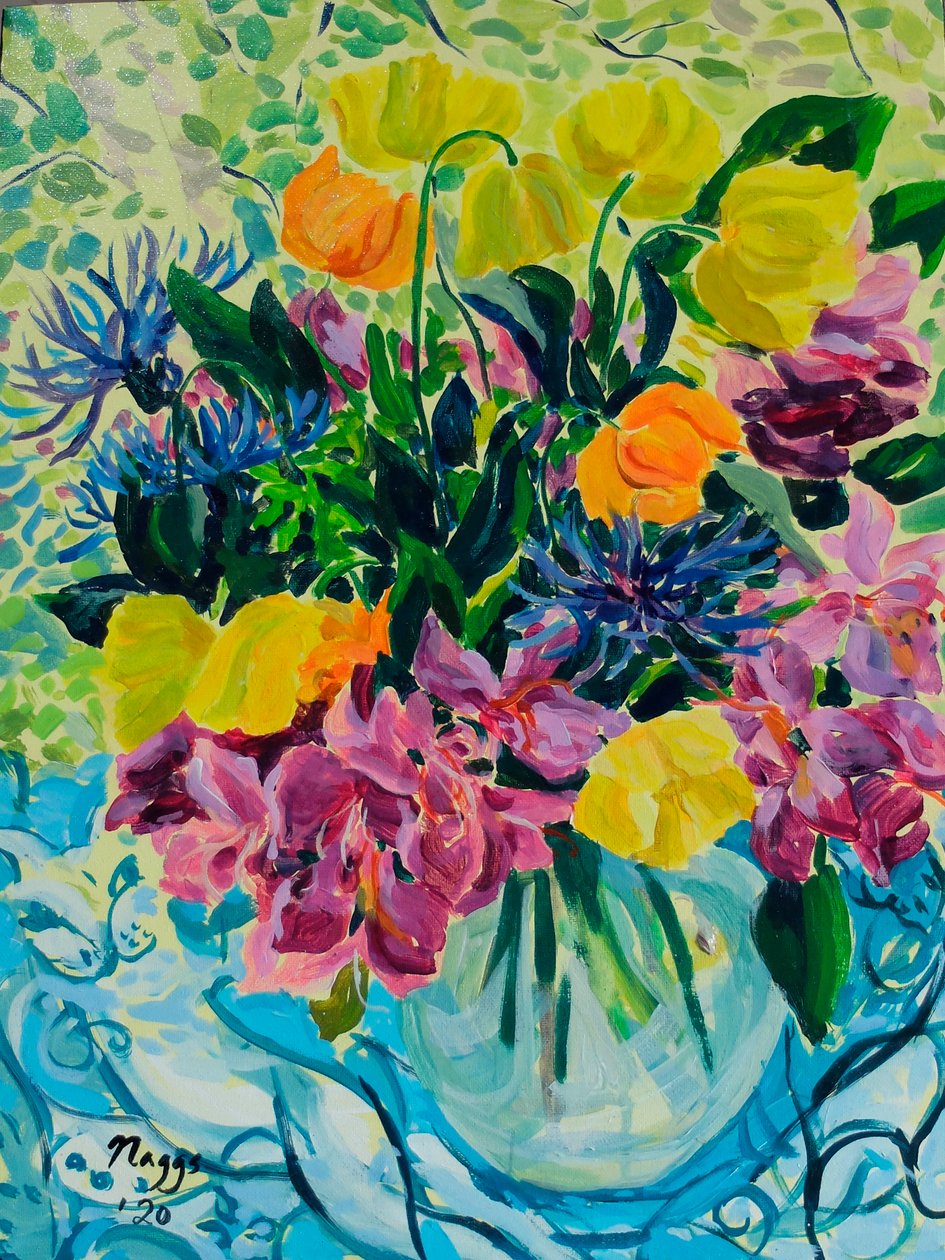 Spring Bouquet (Rhododendron and Welsh Poppies), 2020 by Frances Naggs