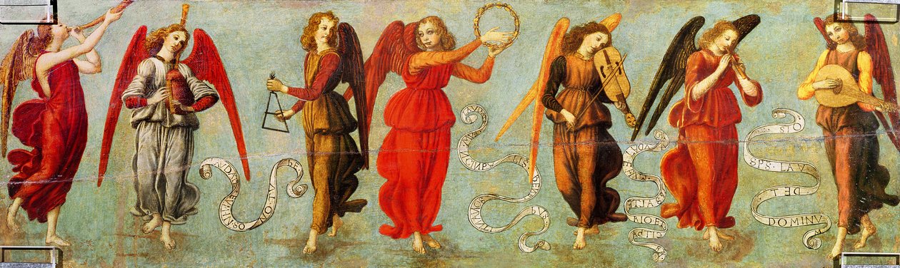 Angels playing musical instruments by Francesco Botticini