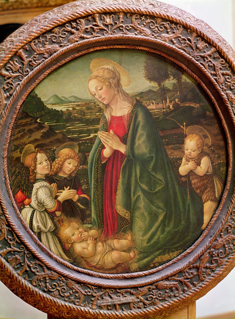 The Virgin Adoring the Christ Child with St. John the Baptist and Two Angels by Francesco Botticini