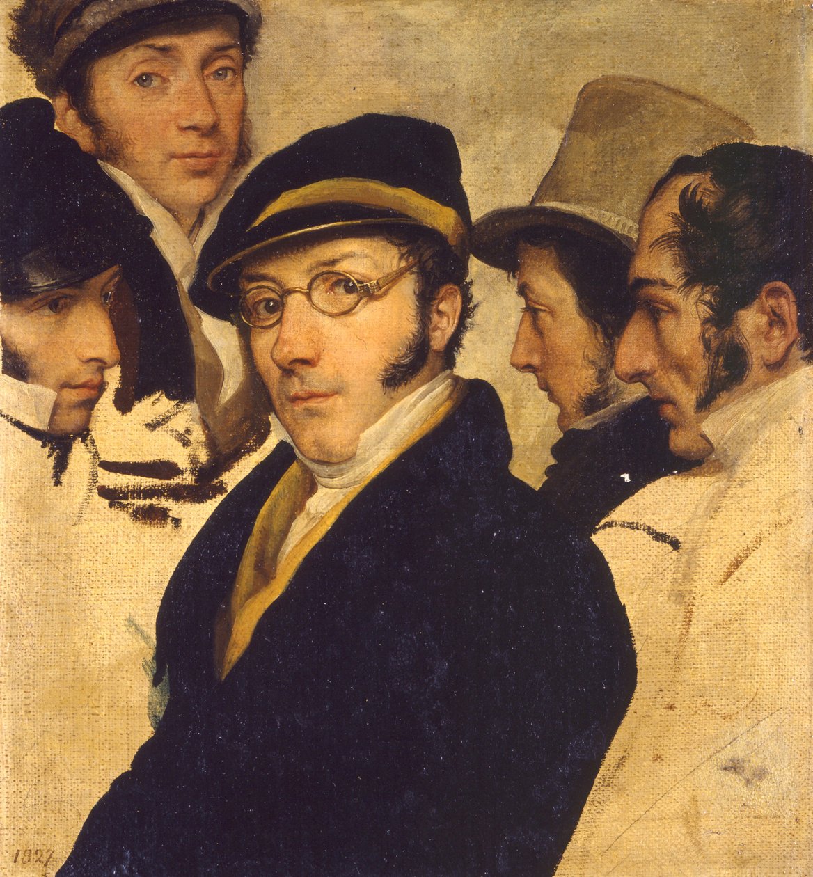 Self Portrait in a Group of Friends by Francesco Hayez