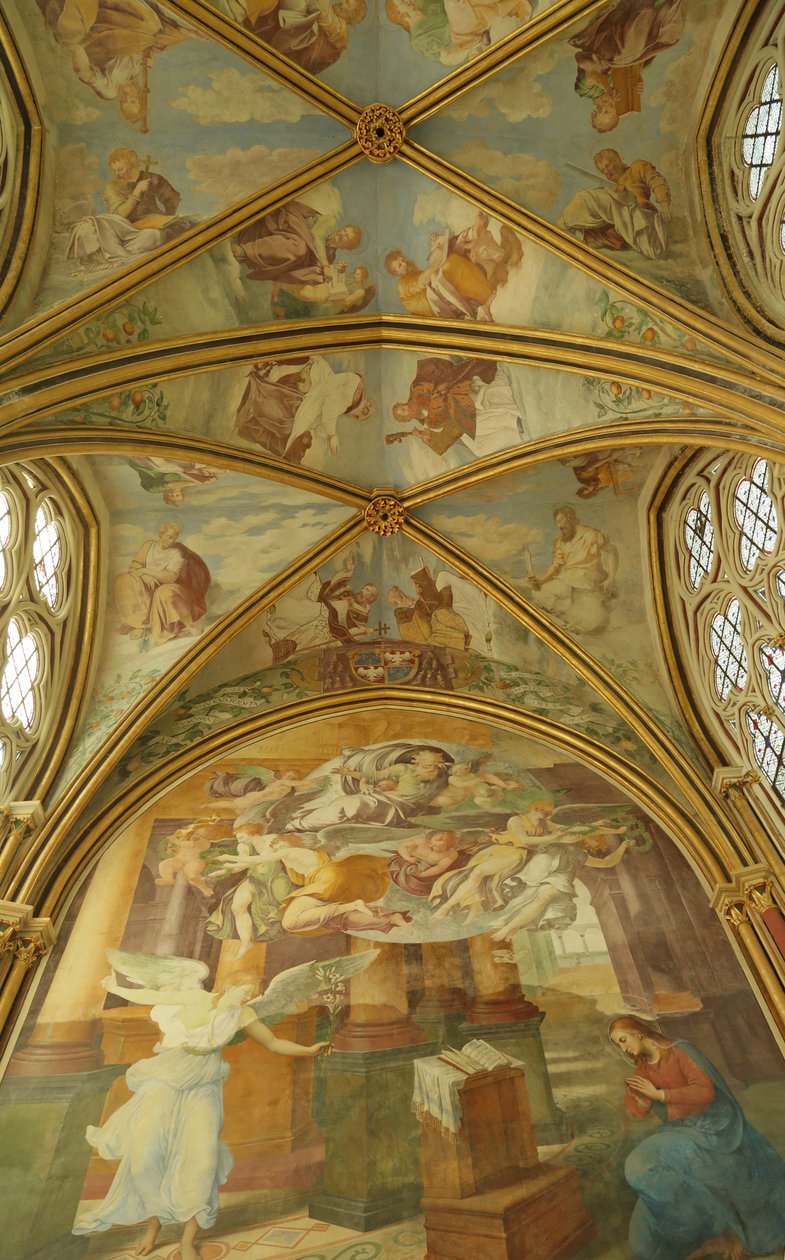 The Vaults of the Rayonnant chapel of the Abbey with Renaissance paintings by Francesco Primaticcio