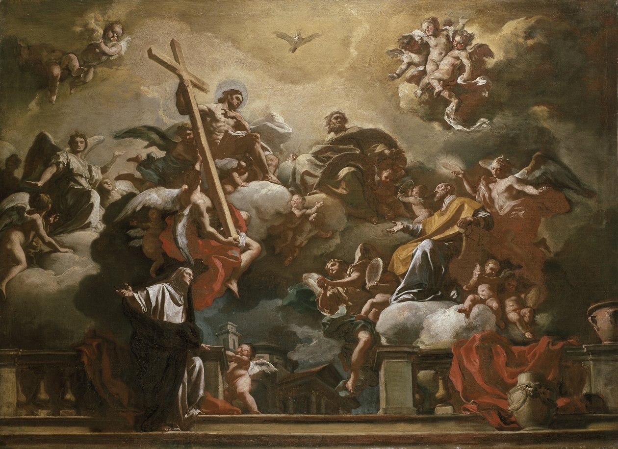 Vision of the Trinity with SS. Philip Neri and Francesca Romana, 18th Century by Francesco Solimena