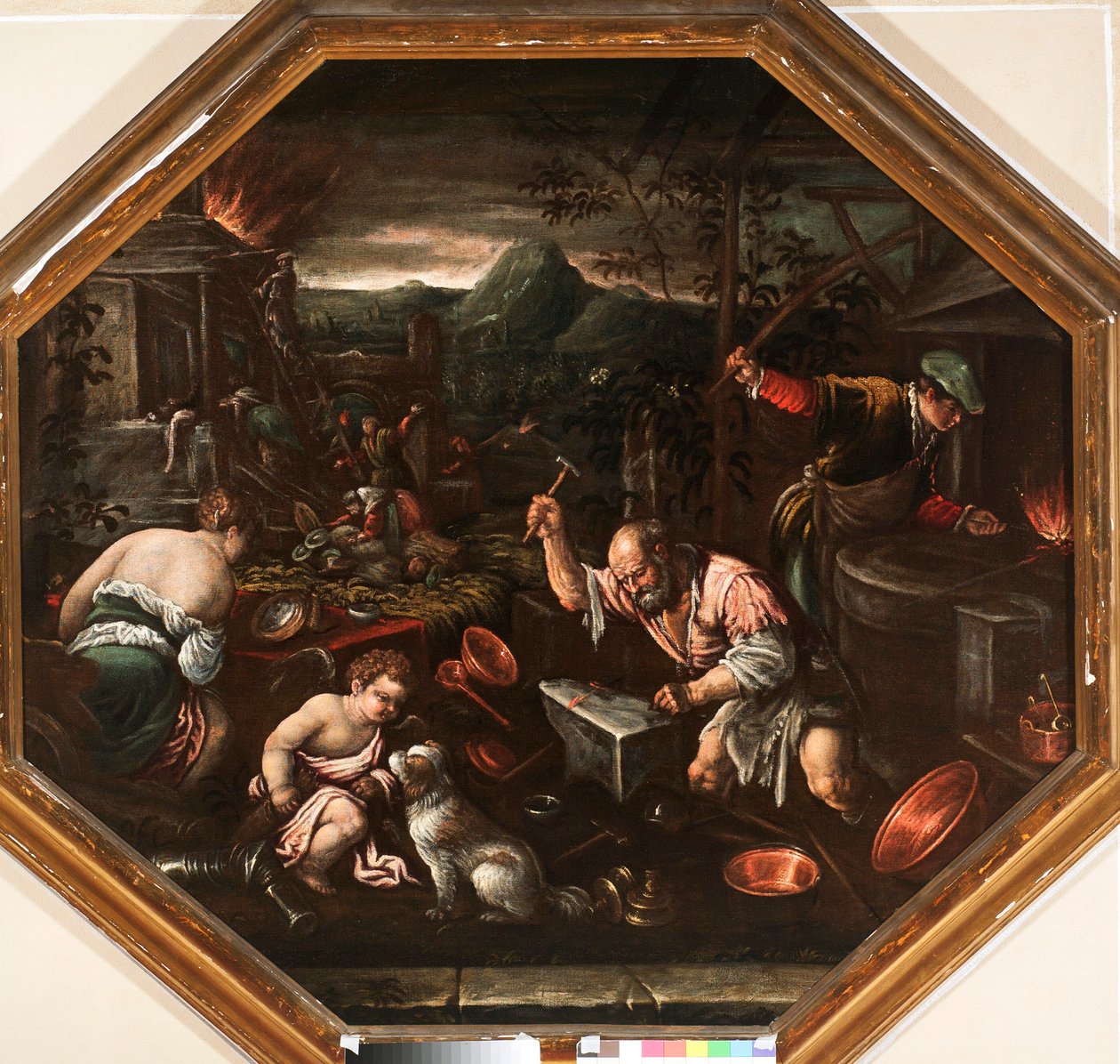 Allegory of fire. Painting by Francesco da Ponte known as Francesco Bassano by Francesco Bassano