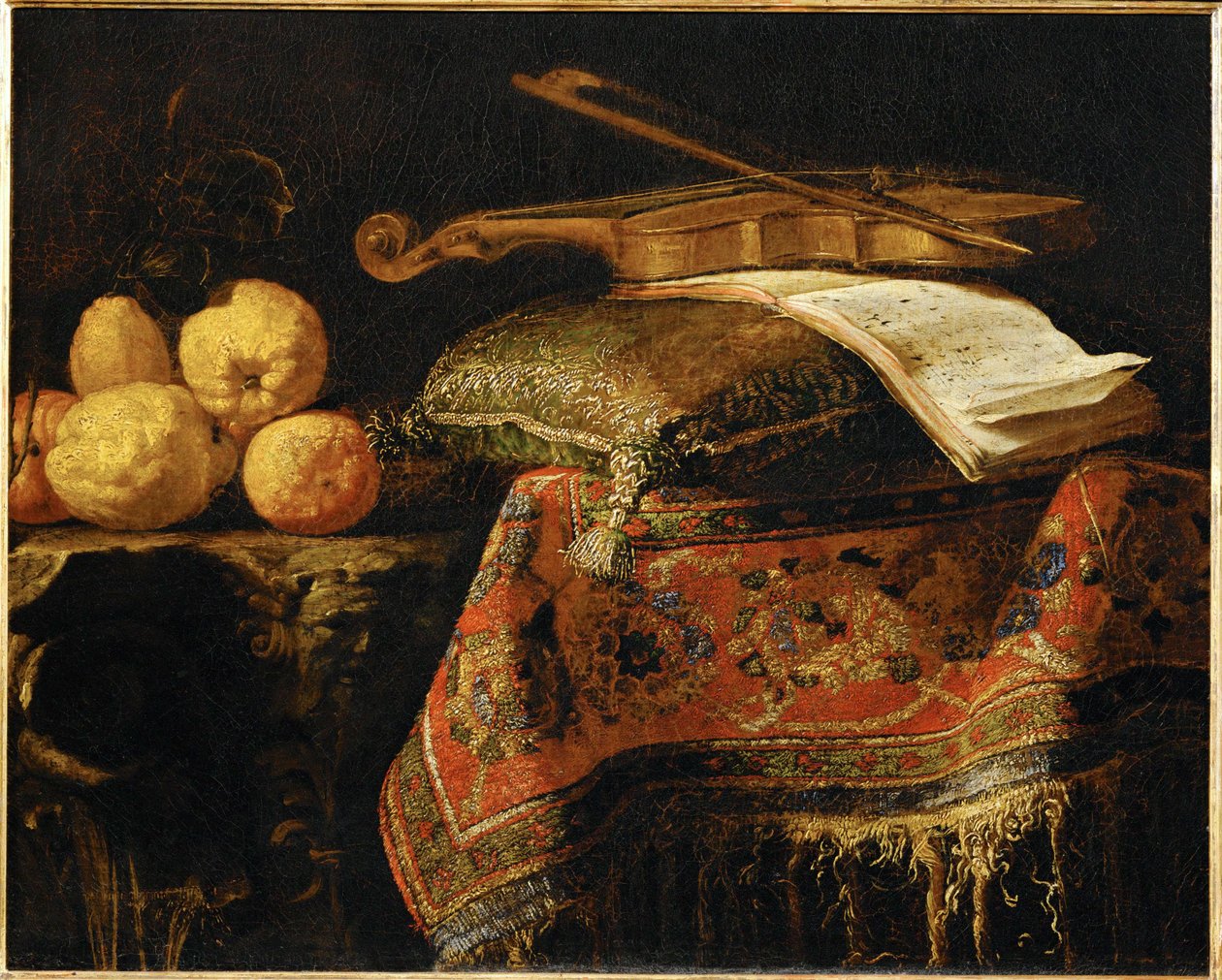 Still-life: Lemons and Violin by Francesco (b.1640) Fieravino