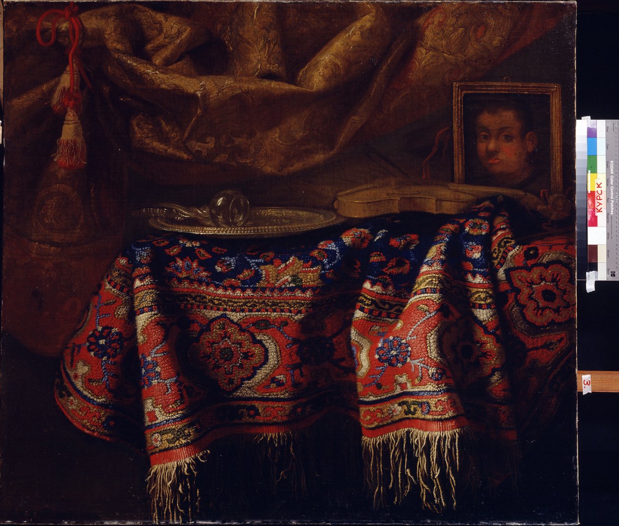 Still Life with Self-Portrait by Francesco (b.1640) Fieravino