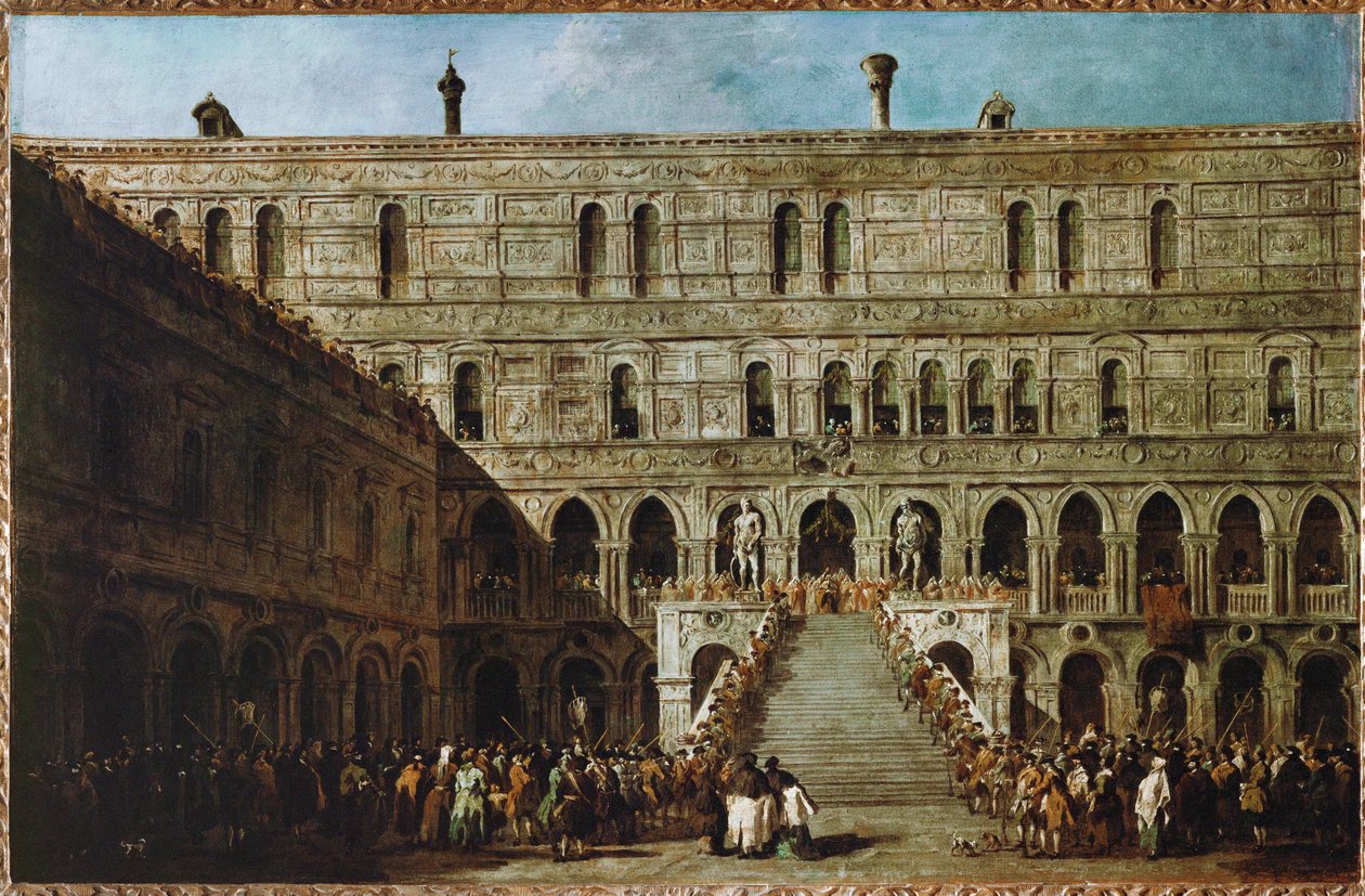 Coronation of the Doge of Venice on the Stairs of the Giants of the ducal palace by Francesco (circle of) Guardi