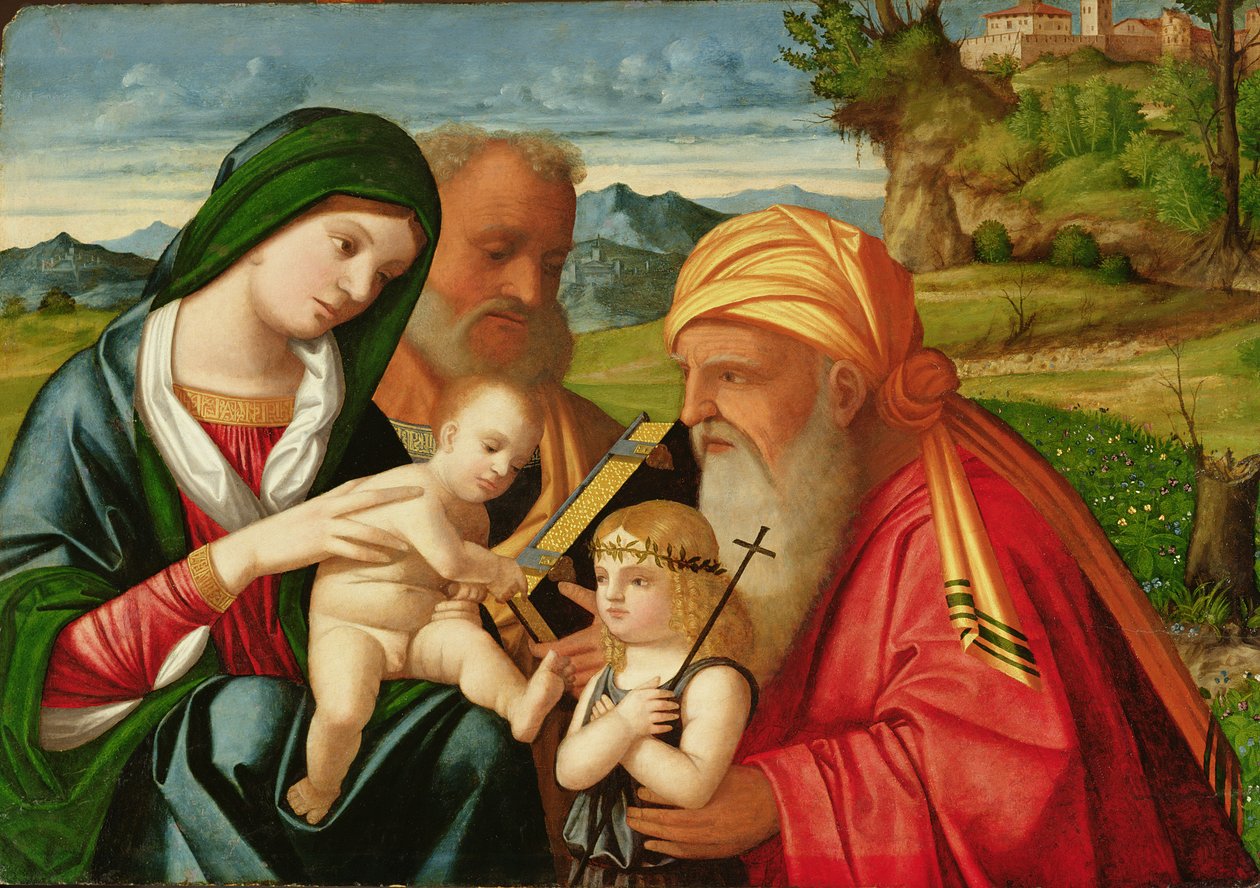 Holy Family with St. Simeon and John the Baptist, early 16th century by Francesco (fl.1508 45) Rizzi da Santacroce