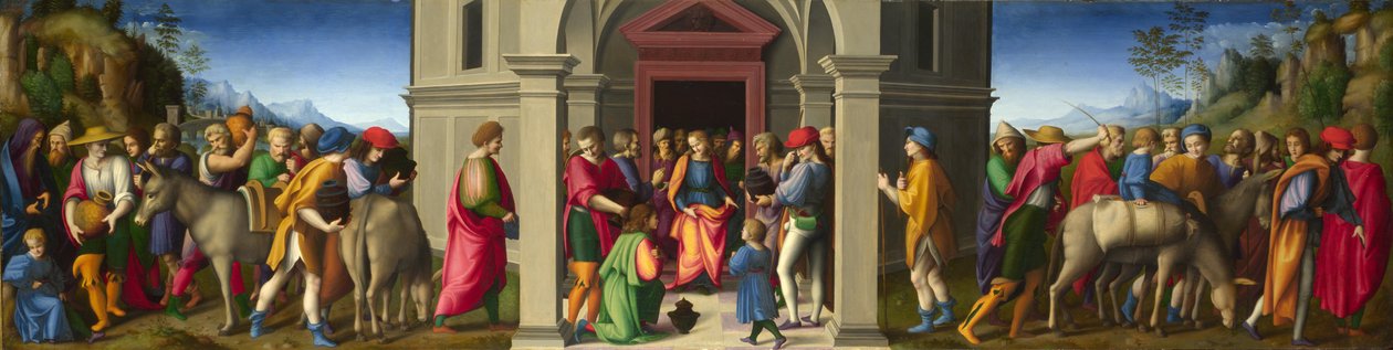 Joseph receives his Brothers, ca 1515 by Francesco Bacchiacca