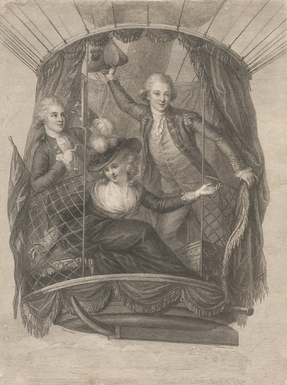 Ascension of Madame Sage, Chevalier Biggin and Captain Vincent Lunardi in a Balloon, June 20, 1785 by Francesco Bartolozzi