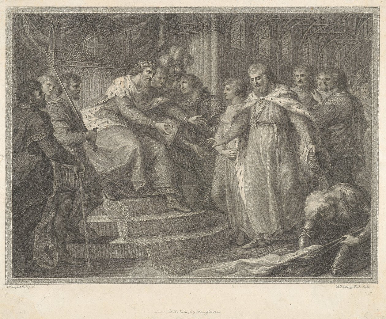 Edward, Prince of Wales, Presenting the Captive King John of France and His Sons to His Father Edward the Third After the Battle of Poitiers by Francesco Bartolozzi