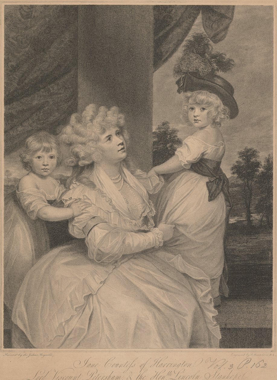 Jane, Countess of Harrington, Lord Viscount Petersham and the Honourable Lincoln Stanhope by Francesco Bartolozzi