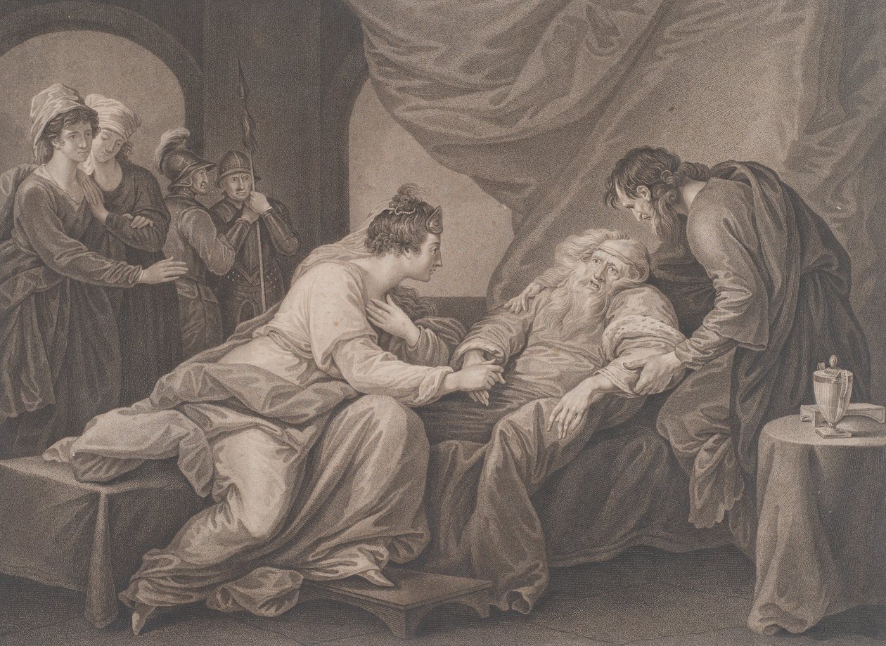 King Lear and Cordelia, Shakespeare, King Lear, Act 4, Scene 7, ca. 1783 by Francesco Bartolozzi