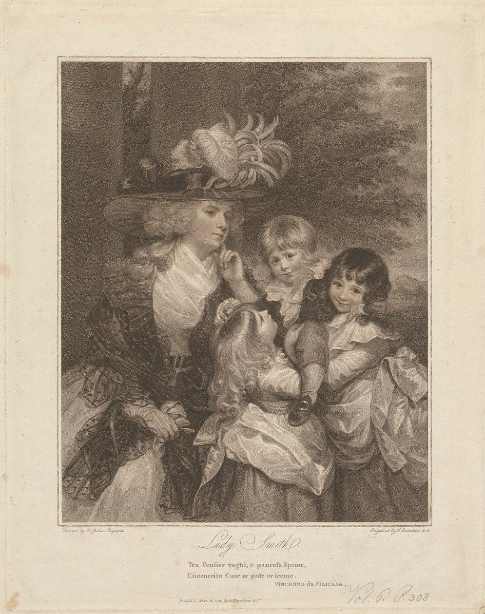 Lady Charlotte Smith and her Children; George Henry, Louisa and Charlotte by Francesco Bartolozzi
