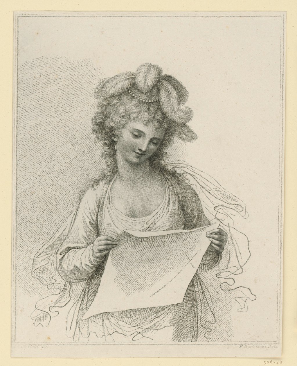 Reading Woman with Feather Hat by Francesco Bartolozzi