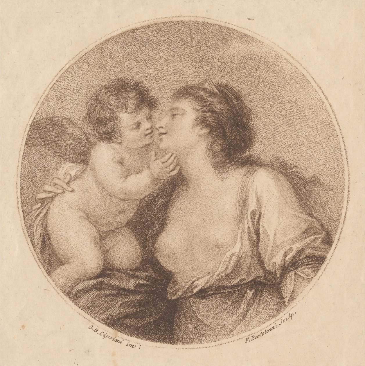 Sappho Embracing Love by Francesco Bartolozzi