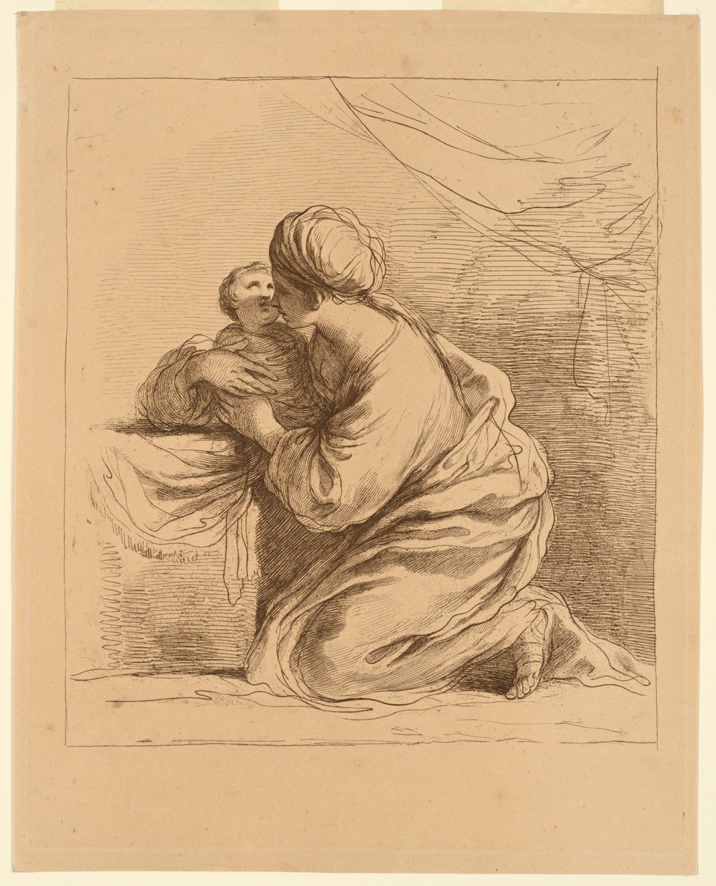 Woman on her Knees with a Child by Francesco Bartolozzi