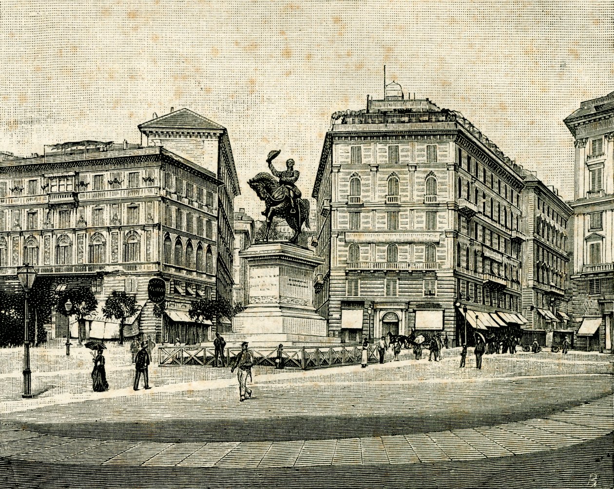 Monument to Victor Emmanuel II, by Francesco Barzaghi, Piazza Corvetto, Genoa, Liguria, Italy by Francesco Barzaghi