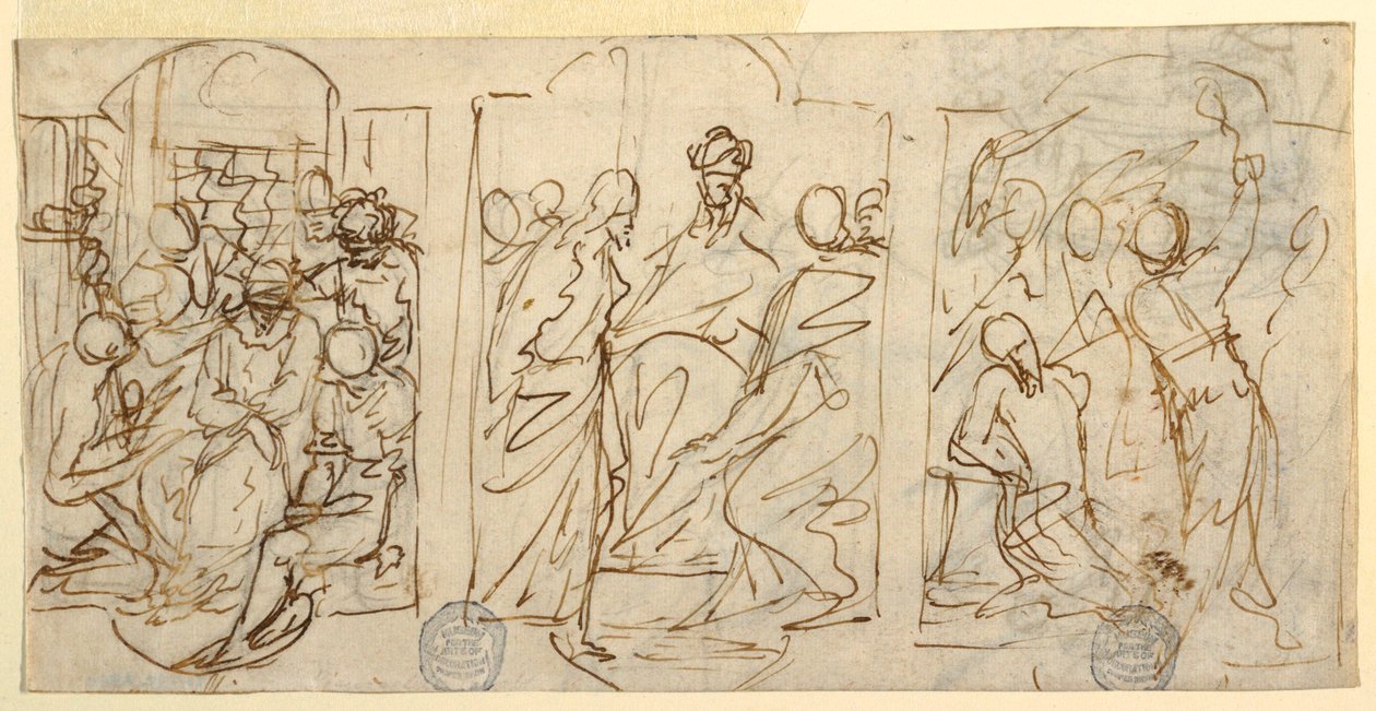 Three Stages of the Passion: The Mockery, Christ before Pilate, Flagellation, ca. 1848 by Francesco Coghetti
