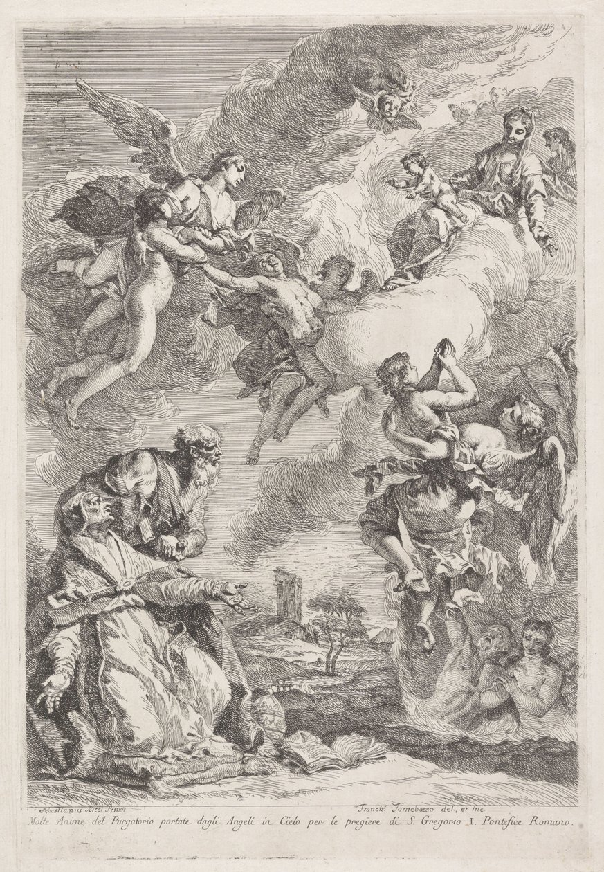 Saint Gregory the Great and Saint Jerome Praying for the Souls in Purgatory by Francesco Fontebasso