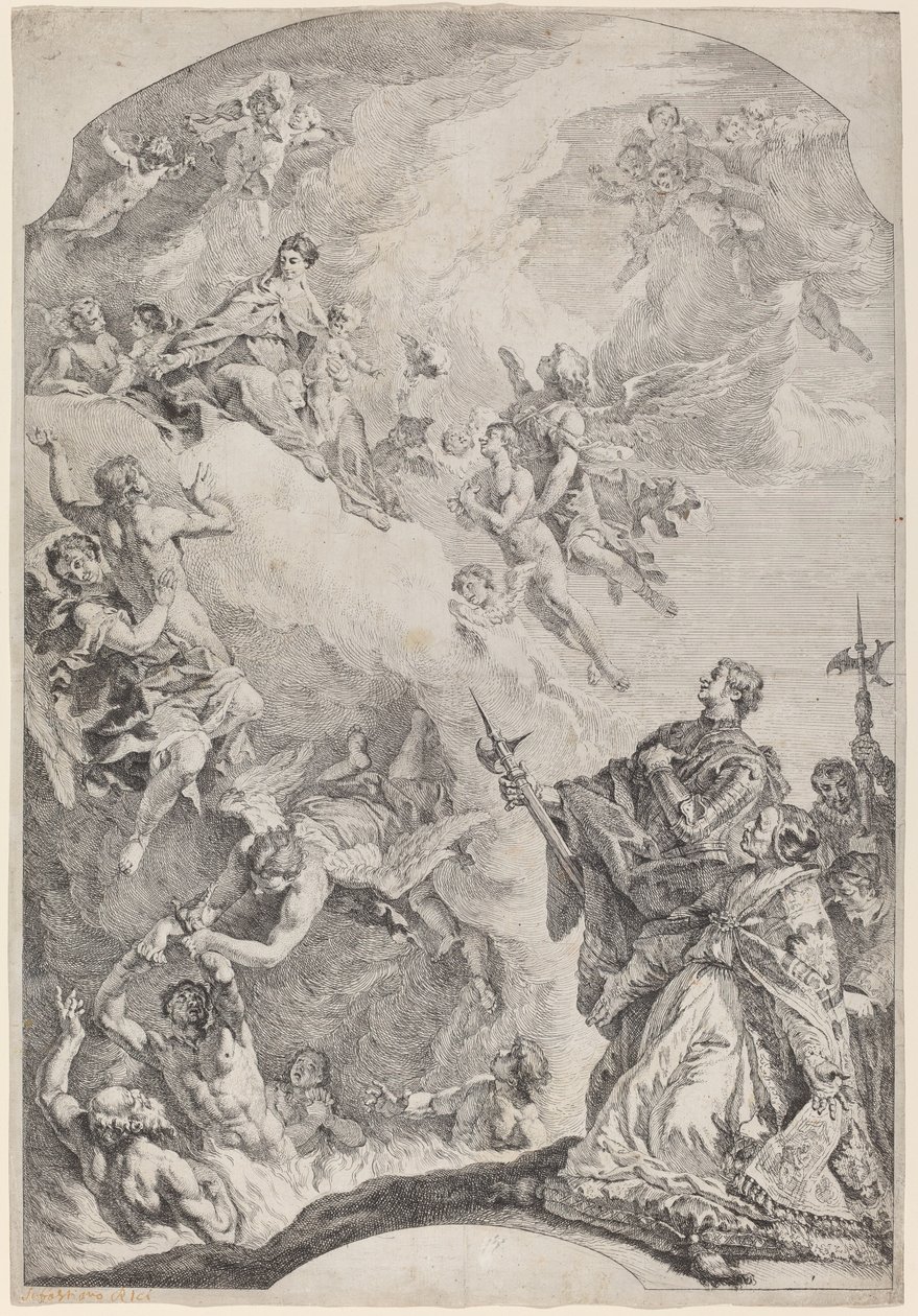 Saint Gregory I Delivering Souls from Purgatory by Francesco Fontebasso after Sebastiano Ricci