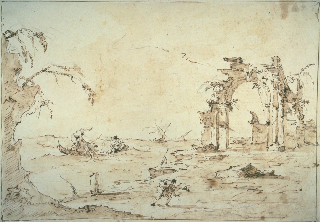 Capriccio with a Squall on the Lagoon by Francesco Guardi