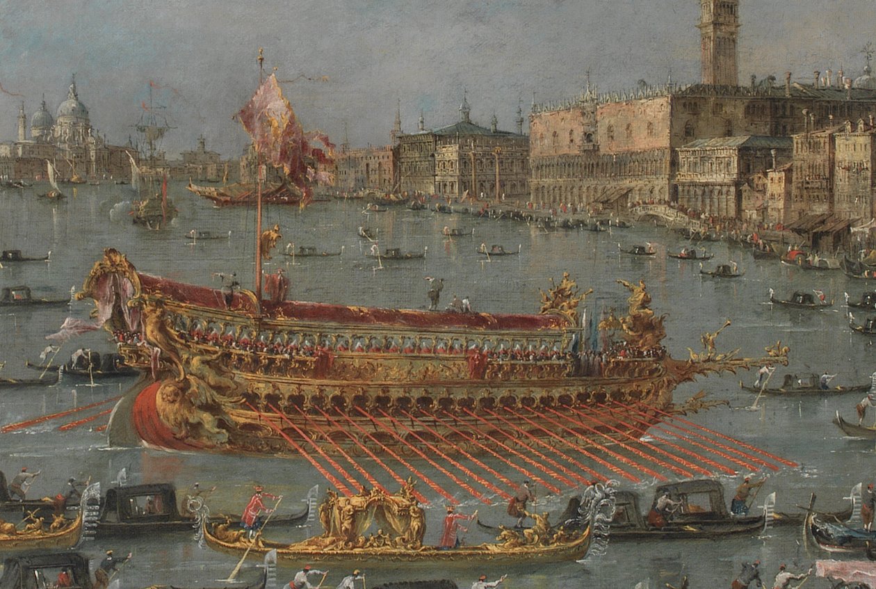 The Bucintoro Festival of Venice. The Bacino di S. Marco with the Bucintoro, the Doge