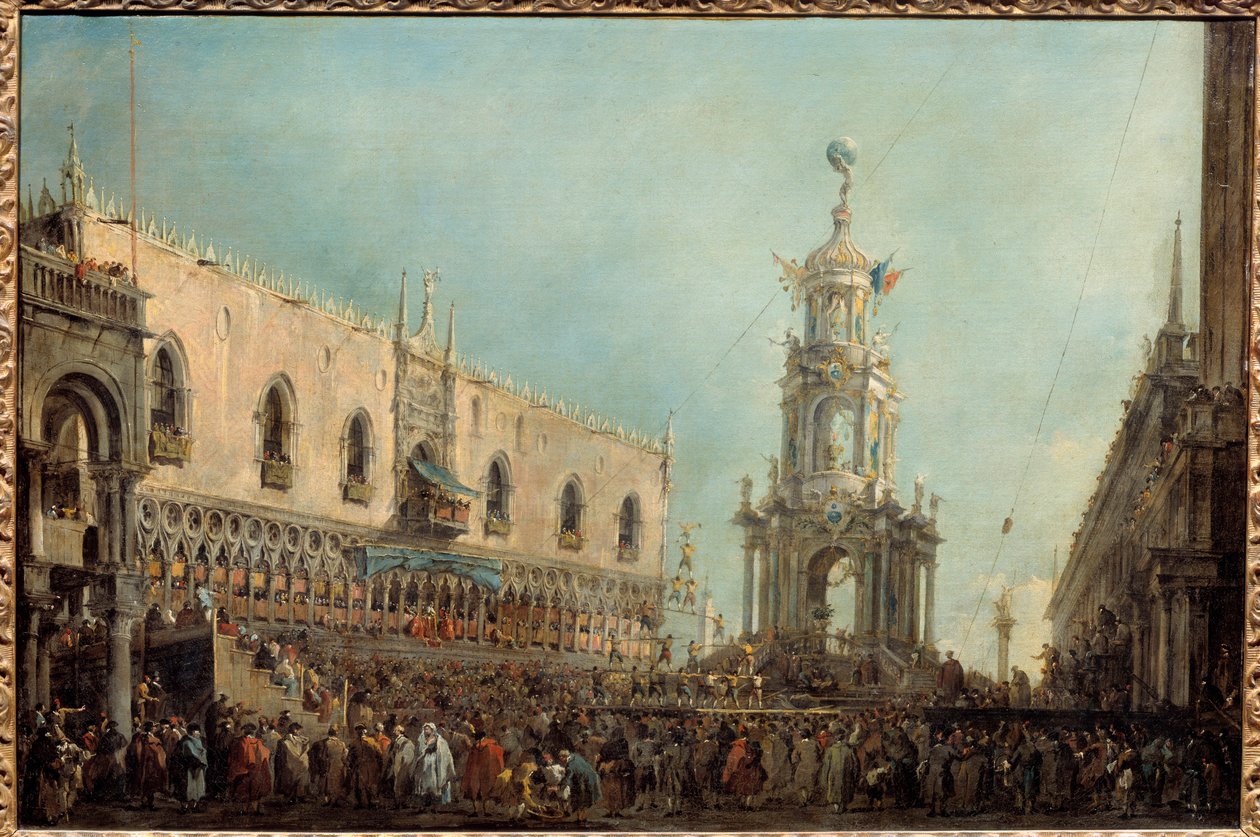 The Doge of Venice Attends the Gras Thursday Celebrations on Piazzetta di San Marco by Francesco Guardi