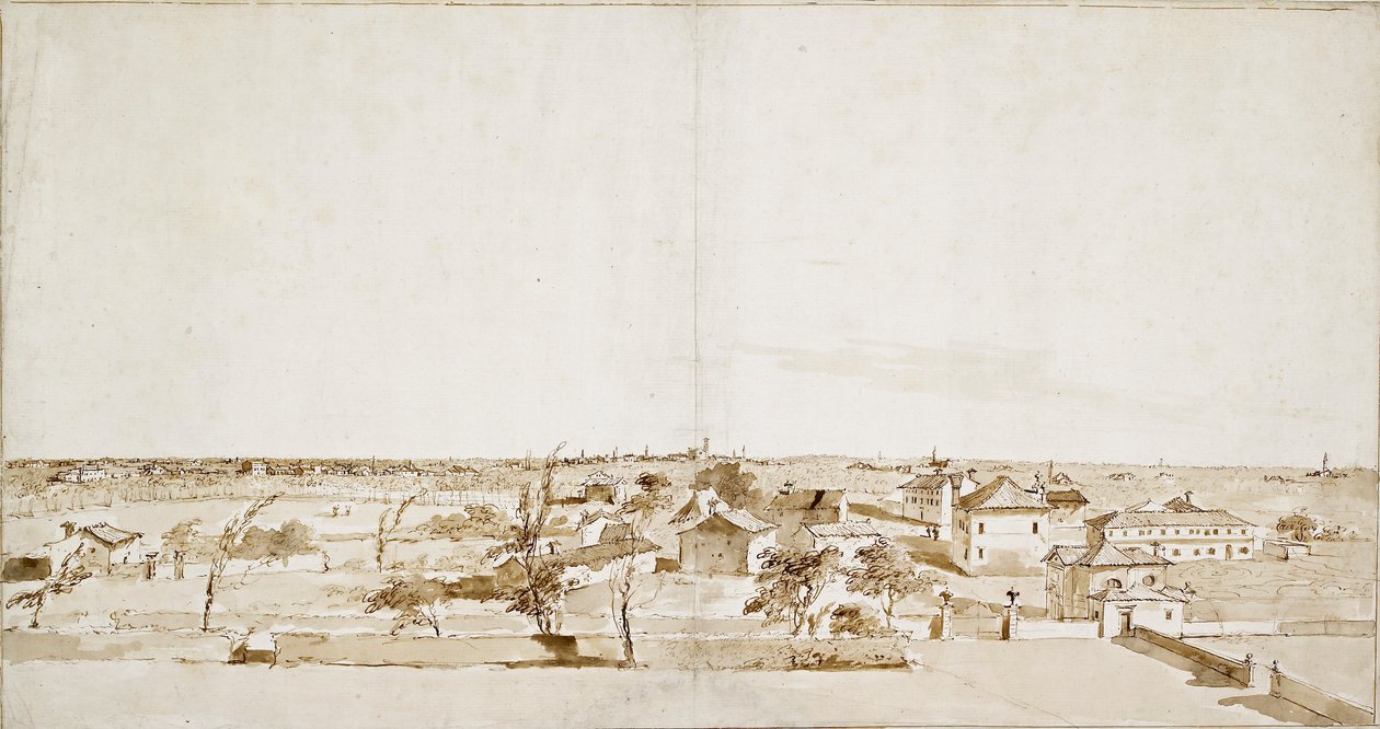 View across the Garden of the Villa Loredan, mid 18th century by Francesco Guardi