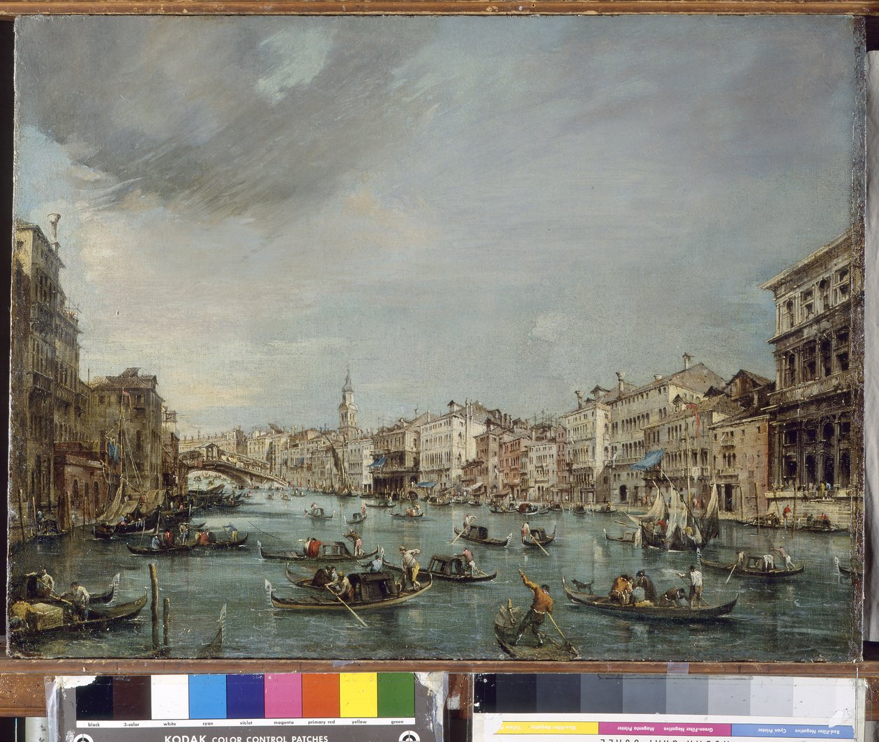 View of the Grand Canal towards Rialto with Palazzo Grimani and Palazzo Manin by Francesco Guardi