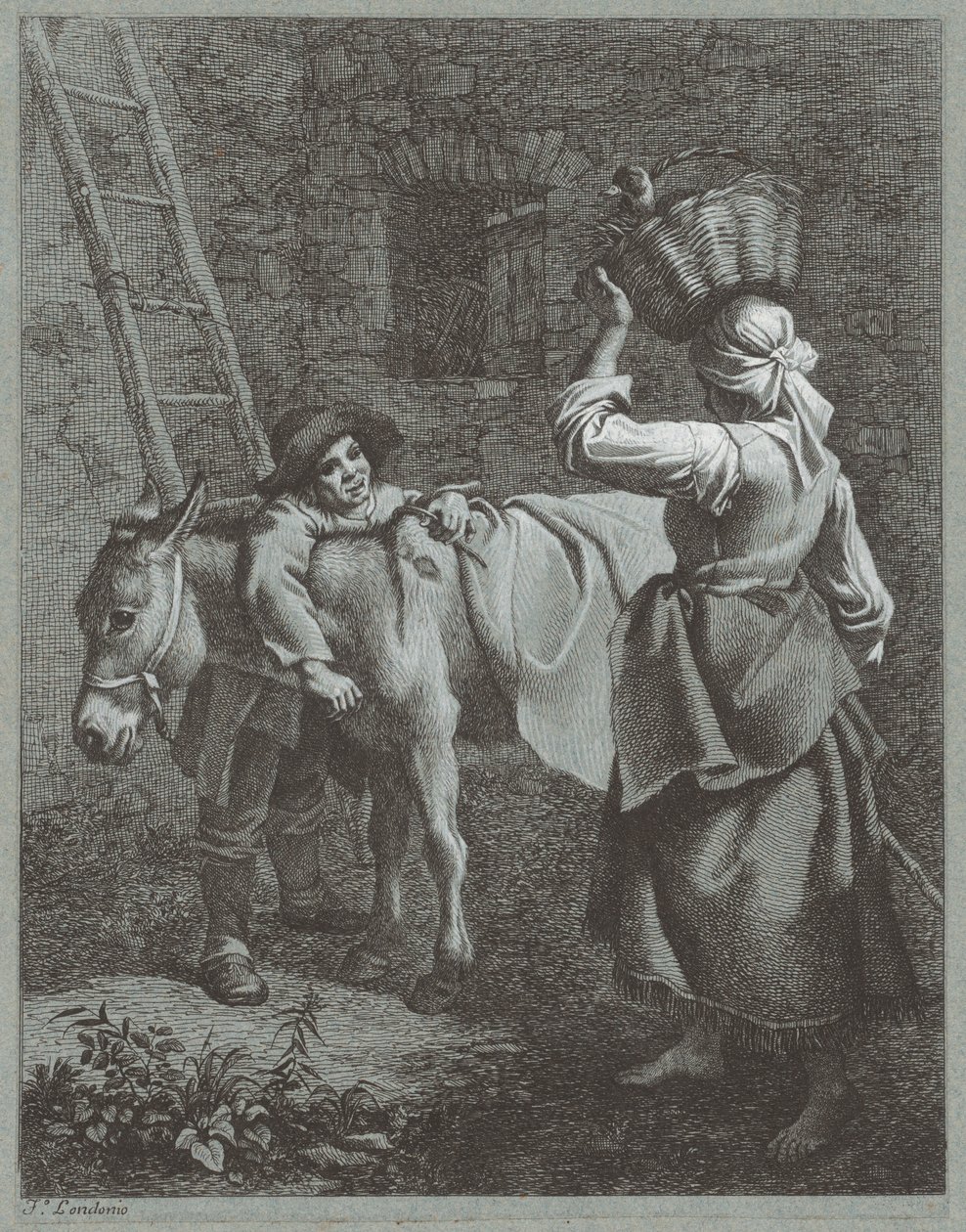 Shepherd Boy Speaking to a Farm Girl by Francesco Londonio