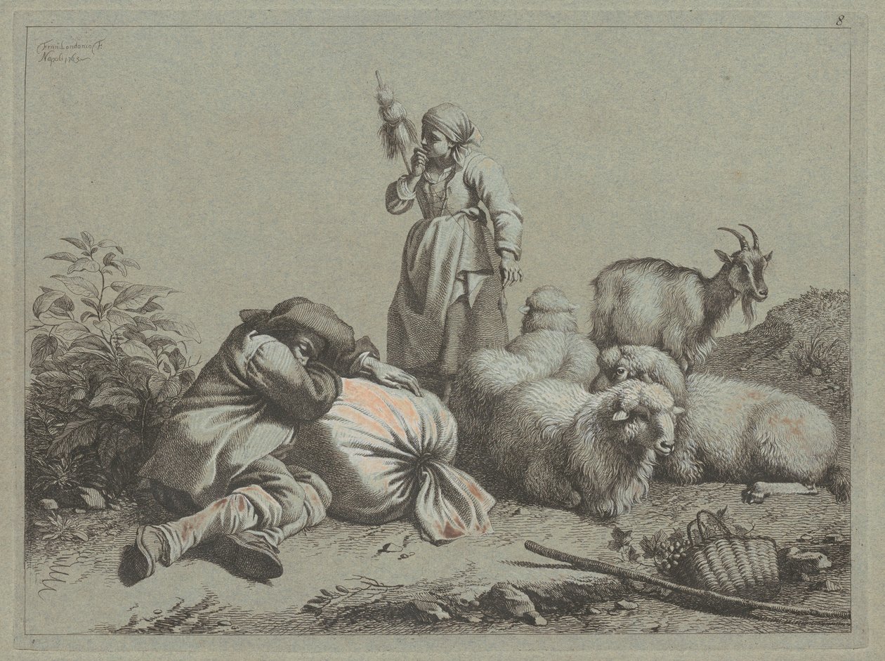 Sleeping Peasant and Standing Spinner, 1763 by Francesco Londonio