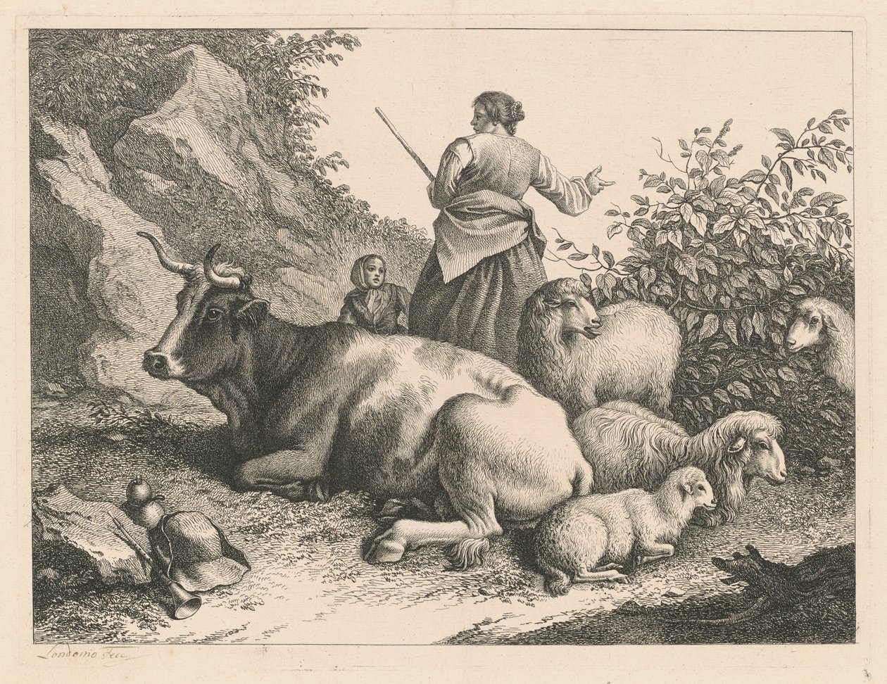 Standing Shepherdess with a Child by Francesco Londonio
