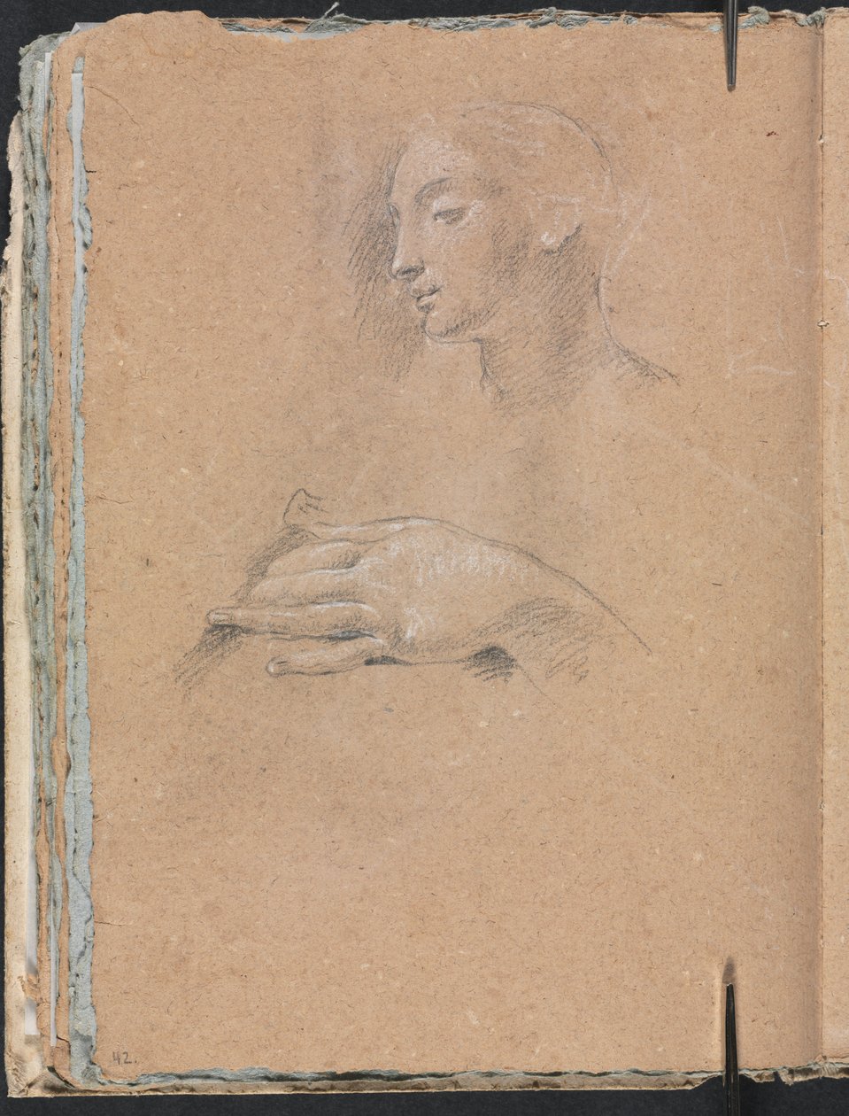 Verona Sketchbook: Female Head and Left Hand, Page 42, 1760 by Francesco Lorenzi